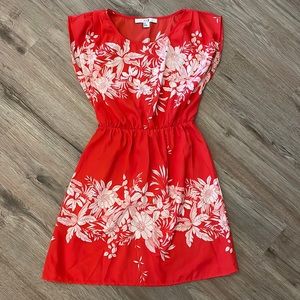 Forever 21 Red Floral A-Line Mini Dress